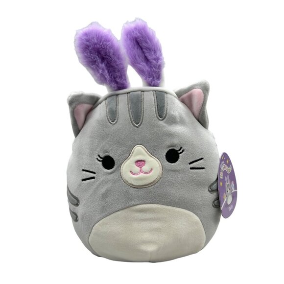 Squishmallows Tally Tabby Cat Purple Rabbit Bunny Ears 8" Plush Easter Toy - Picture 1 of 9